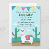 Alpaca Llama Babydusche Einladung (Vorne/Hinten)