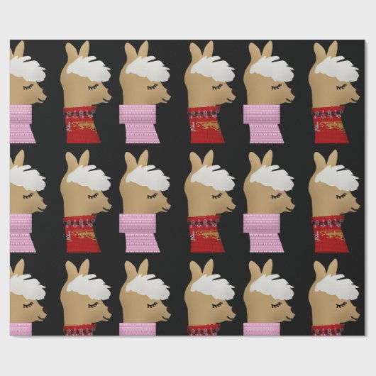 ALPACA LLAMA CHRISTMAS Wrapping Paper Geschenkpapier (Flach)
