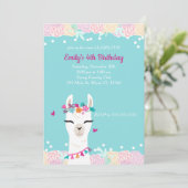 Alpaca Llama Face Kindergeburtstag Einladung (Stehend Vorderseite)