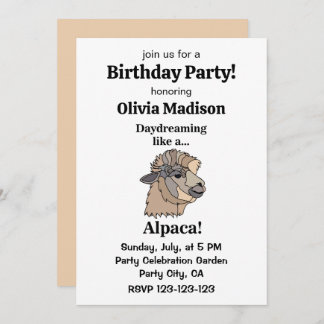 Alpaca Llama Funny Birthday Party Einladung