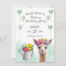 Alpaca llama Kid Birthday | Einladung der Babydusc