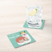 Alpaca/Llama mit einer Latte Rechteckiger Pappuntersetzer (Vor Ort)