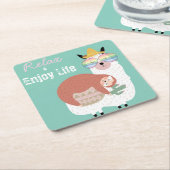 Alpaca/Llama mit einer Latte Rechteckiger Pappuntersetzer (angewinkelt)