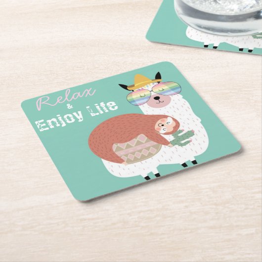 Alpaca/Llama mit einer Latte Rechteckiger Pappuntersetzer (angewinkelt)