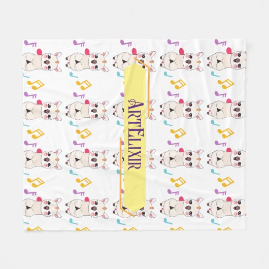 Alpaca Llama Musical Pattern Fleecedecke (Vorderseite (Horizontal))