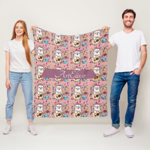 Alpaca Llama Musik Lila Muster Fleecedecke