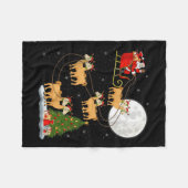 Alpaca Llama Santa Sleigh Flying Funny Magical Chr Fleecedecke (Vorderseite (Horizontal))