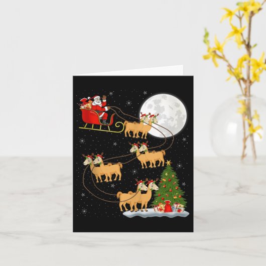 Alpaca Llama Santa Sleigh Flying Funny Magical Chr Karte (Gelbe Blume)