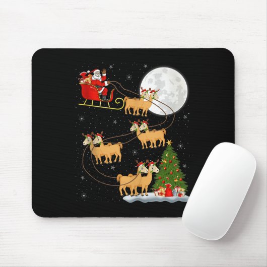 Alpaca Llama Santa Sleigh Flying Funny Magical Chr Mousepad (Mit Mouse)