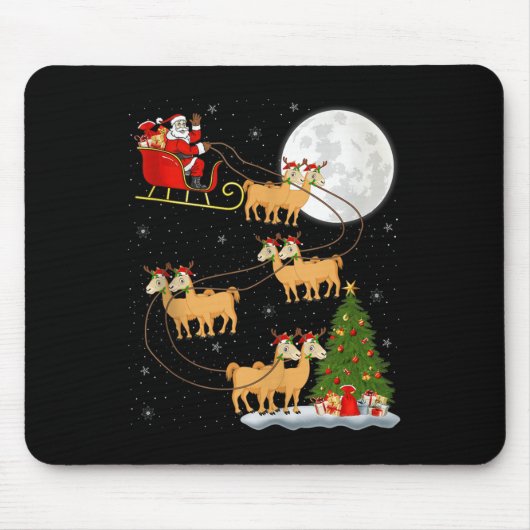 Alpaca Llama Santa Sleigh Flying Funny Magical Chr Mousepad (Vorne)