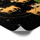 Alpaca Llama Santa Sleigh Flying Funny Magical Chr Poster (Ecke)