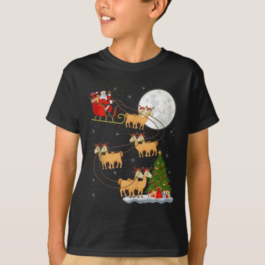 Alpaca Llama Santa Sleigh Flying Funny Magical Chr T-Shirt (Vorderseite)