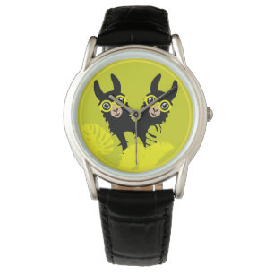 Alpaca llama Twins Armbanduhr