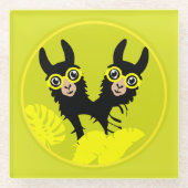 Alpaca llama Twins Glasuntersetzer (Vorderseite)