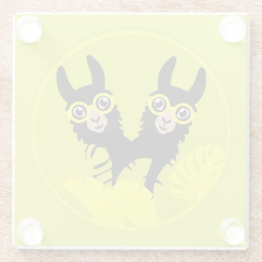 Alpaca llama Twins Glasuntersetzer (Rückseite)