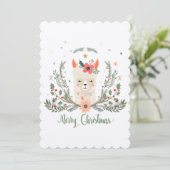 Alpaca Llama Weihnachtskarte Einladung (Stehend Vorderseite)