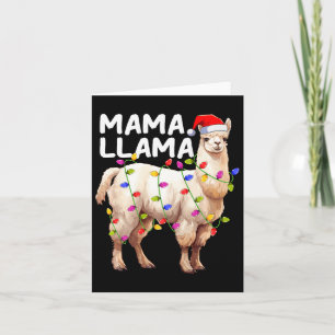 Alpaca Llama Xmas Lighting Weihnachtsmannmütze Mam Karte