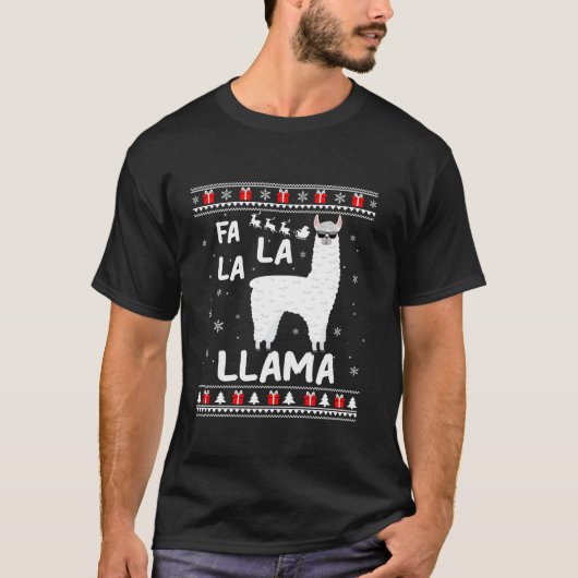 Alpaca Llama Xmas Ugly Sweater Fa La Llama Chri T-Shirt (Vorderseite)