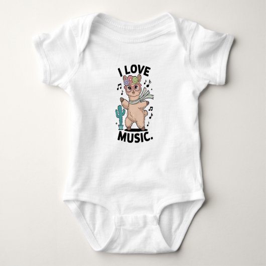 Alpaca love music baby strampler (Vorderseite)