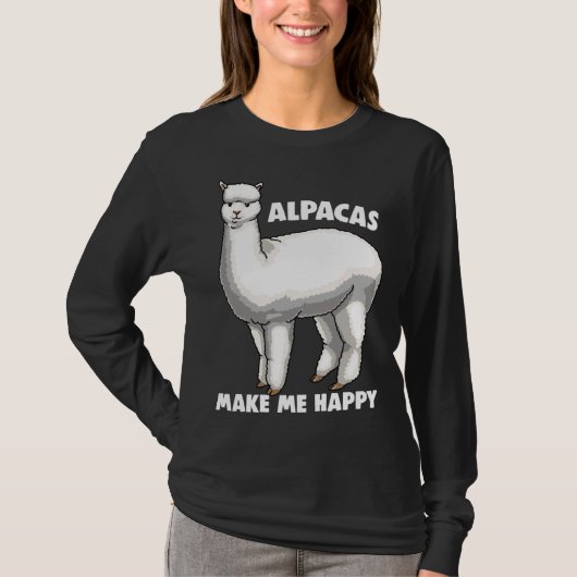 Alpaca Makes Me Happy Tees Alpaca Graphic   Llama (Vorderseite)
