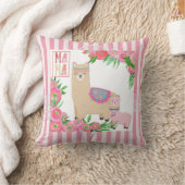 Alpaca Mama & Baby Pink Green Pink Streifen Kissen (Decke)