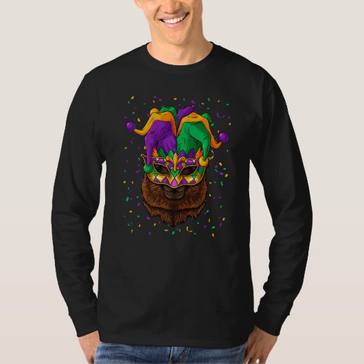Alpaca Mardi Gras Animal Face Carnival Jester Fest T-Shirt (Vorderseite)