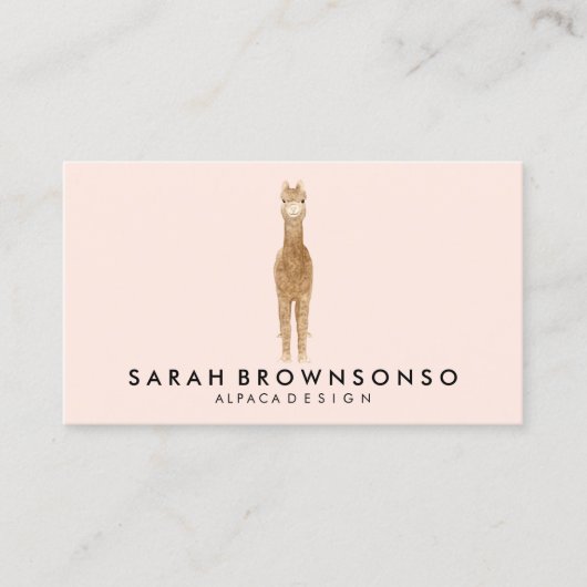 Alpaca Minimal Pink Llama Visitenkarte (Vorderseite)