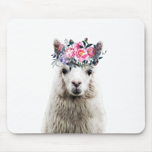 Alpaca mit Blume Mousepad (Vorne)