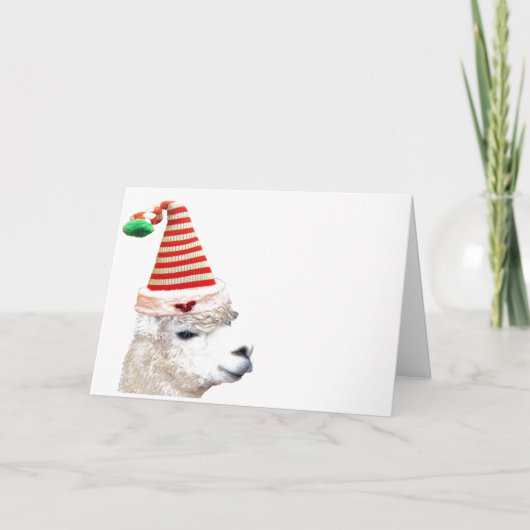 ALPACA MIT CHRISTMAS HAT CHRISTMAS Card Karte (Vorderseite)