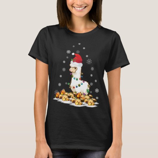 Alpaca Mit Weihnachtsmannmütze Weihnachten Alpaca T-Shirt (Vorderseite)