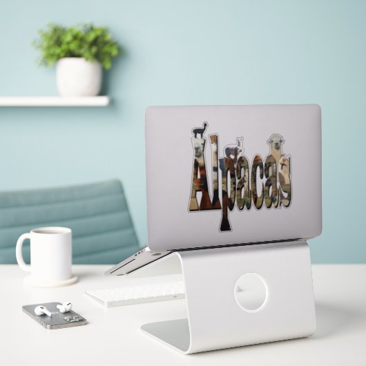 Alpaca-Name mit Alpacas, Aufkleber (Laptop auf Schreibtisch)