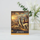 Alpaca | Niedliche Vintage Tierpostkarte Postkarte (Stehend Vorderseite)
