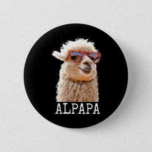 Alpaca Papa Alpapa Lama Daddy Niedlich Alpaca Vate Button