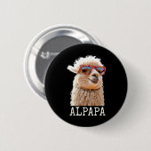 Alpaca Papa Alpapa Lama Daddy Niedlich Alpaca Vate Button (Vorne & Hinten)
