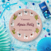 Alpaca Party Cactus Pink Birthday Pappteller (Party)