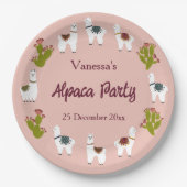 Alpaca Party Cactus Pink Birthday Pappteller (Vorderseite)