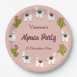 Alpaca Party Cactus Pink Birthday Pappteller