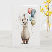 Alpaca Party Hat and Balloons Grußkarte Karte (Gelbe Blume)