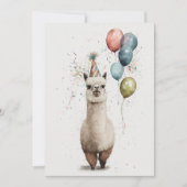 Alpaca Party Hut und Balloons Flat Greeting Card Dankeskarte (Vorderseite)