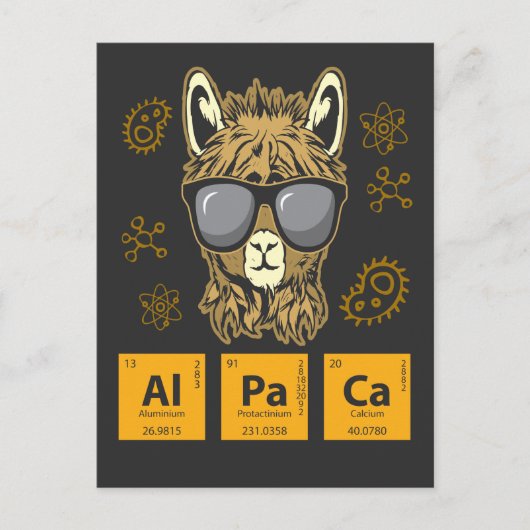 Alpaca Periodic Table Element Chemistry Postkarte (Vorderseite)