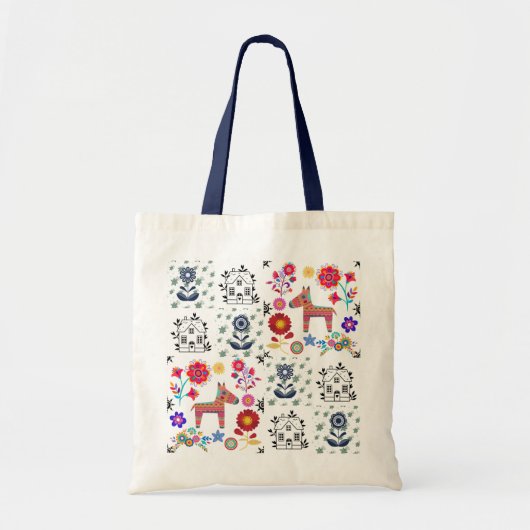 Alpaca Pinata mit Blue House und Blume Haushalt Tragetasche (Vorne)