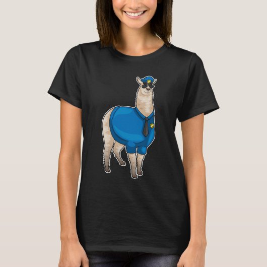 Alpaca Police Polizist Sonnenbrille T-Shirt (Vorderseite)
