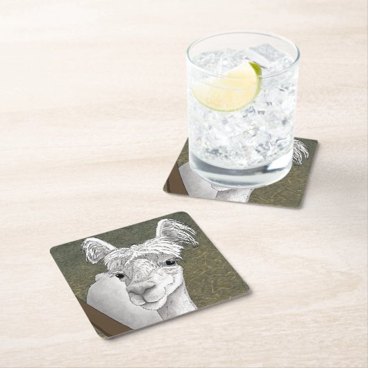 Alpaca Portrait 2 Rechteckiger Pappuntersetzer (Vor Ort)