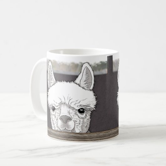Alpaca Portrait Kaffeetasse (Vorderseite Links)