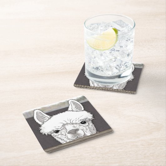 Alpaca Portrait Rechteckiger Pappuntersetzer (Vor Ort)