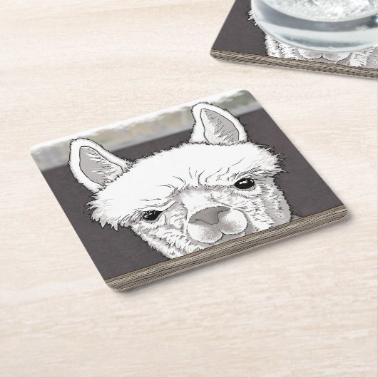 Alpaca Portrait Rechteckiger Pappuntersetzer (angewinkelt)