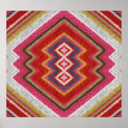 Alpaca Pullover, farbenfrohe Ornament Closeup. Poster (Vorne)