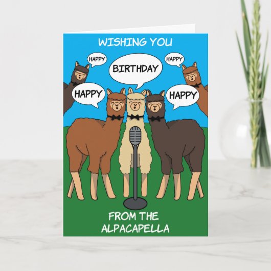 Alpaca Pun Alpacapella Happy Birthday Card Karte (Vorderseite)