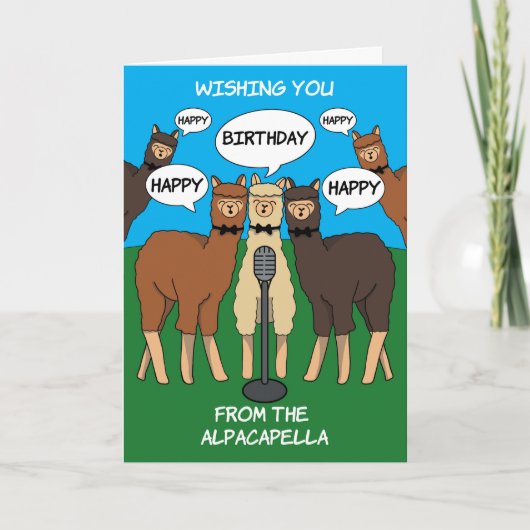 Alpaca Pun Alpacapella Happy Birthday Card Karte (Vorderseite)