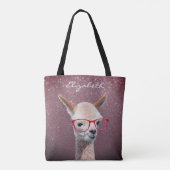 Alpaca Red Glasses, Lavdr to Blk Glitzer, DIY Name Tasche (Rückseite)
